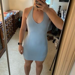 Forever 21 baby blue cotton halter bodycon dress